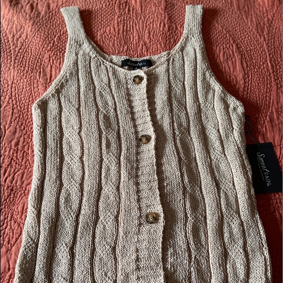 Sweet Rain Tops - Sweet Rain Crochet Button Down Tank Top Size Large